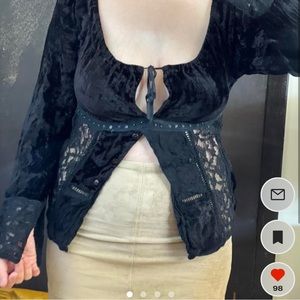 y2k lace off shoulder top